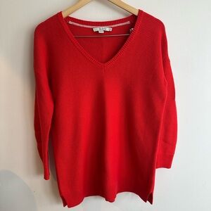 Boden Cotton Wool Blend Red V-Neck Sweater Womens Size S